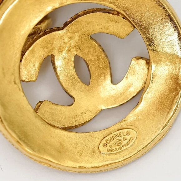 CHANEL CC Logo Round Vintage Necklace 26" Gold Tone 94A Auth e1123-1 - Picture 6 of 7